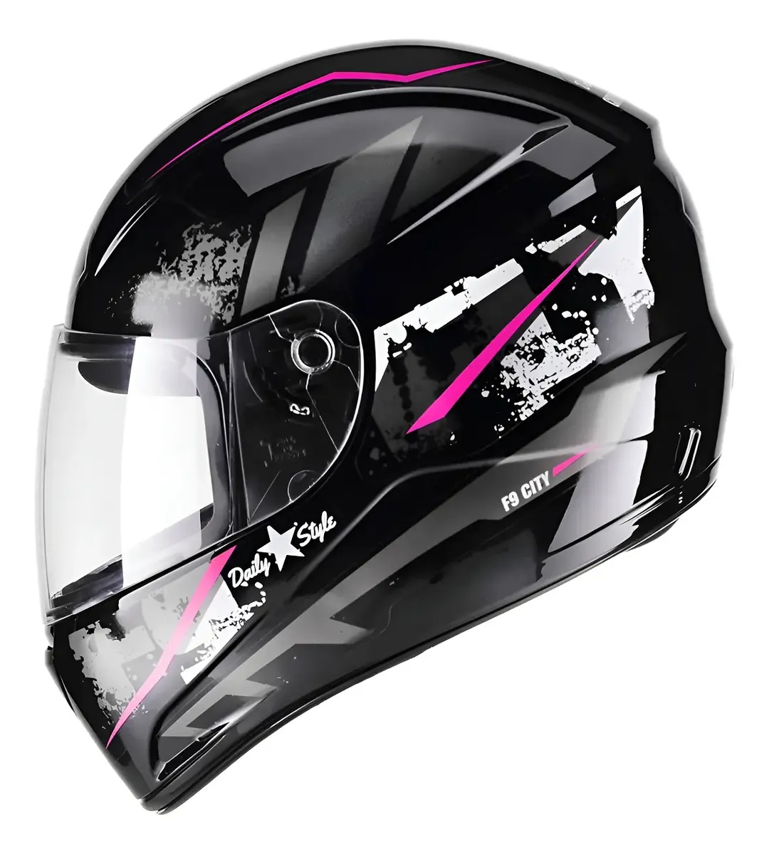 CAPACETE FECHADO FLY F-9 HG CITY PRETO E ROSA - TAMANHO 56