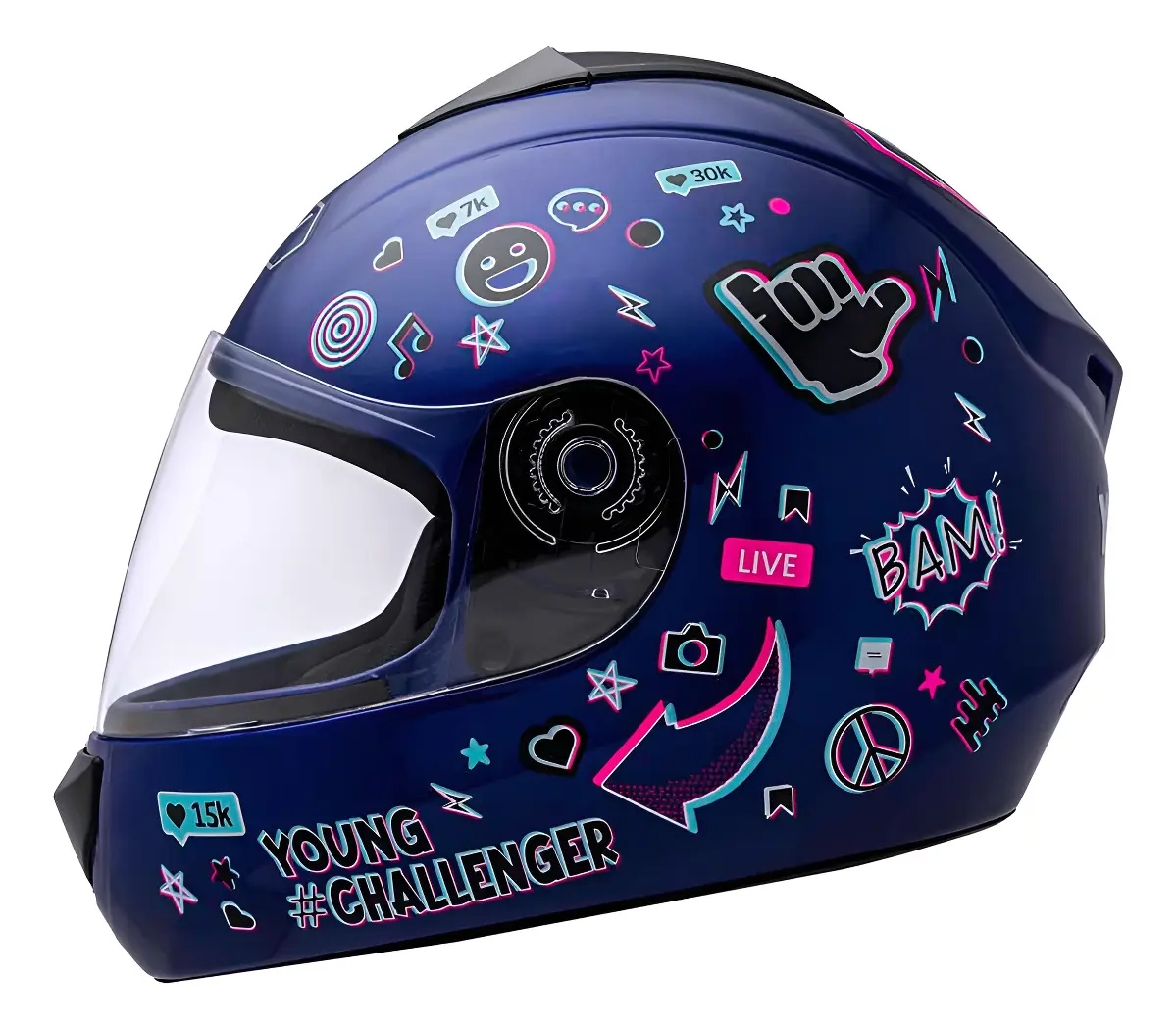 CAPACETE INFANTIL FLY YOUNG HG LIVE AZUL E COLORIDO - TAMANHO 54