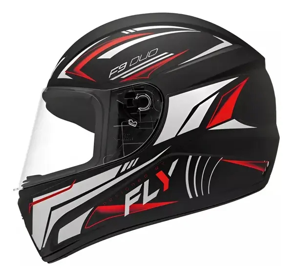 CAPACETE FECHADO FLY F-9 HG DUO PRETO FOSCO E VERMELHO