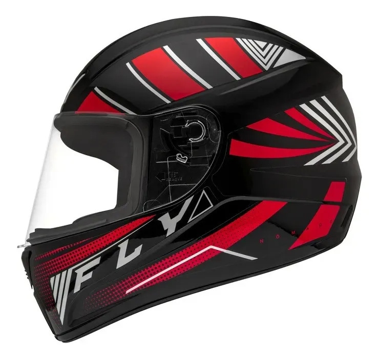 CAPACETE FECHADO FLY F-9 HG NOMADE PRETO E VERMELHO