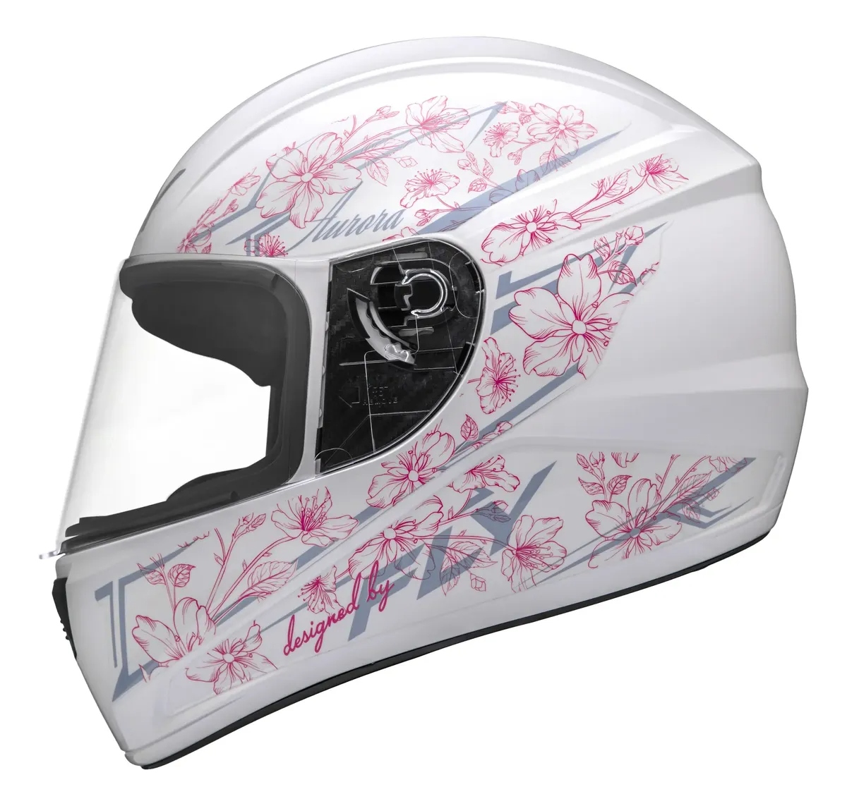 CAPACETE FECHADO FLY F-9 HG AURORA BRANCO E ROSA - TAMANHO 56